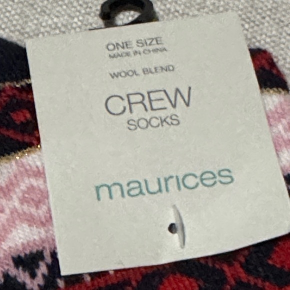 Free With $25 Purchase-NWT Maurices Crew Socks-OS-Wool Blend-Pink/Navy/Red - Picture 3 of 6